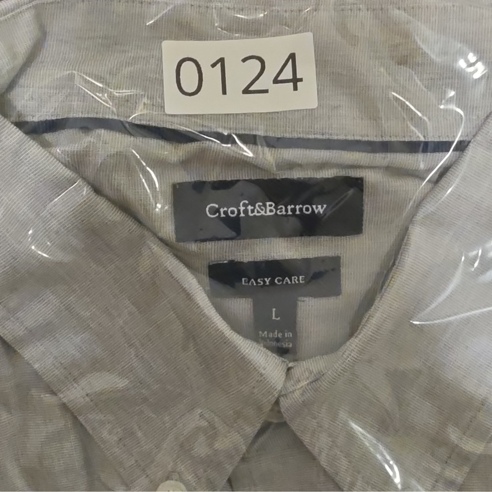 Croft & Barrow Men's Dress Shirt L Regular Gray Button-Down Easy Care Pockets - Picture 7 of 7